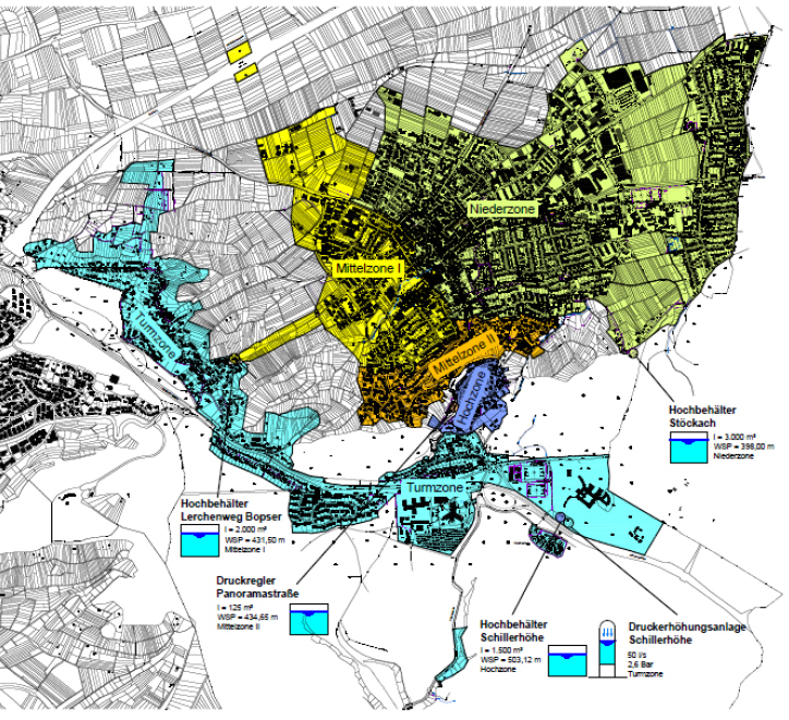 Druckzonen Stadt Gerlingen